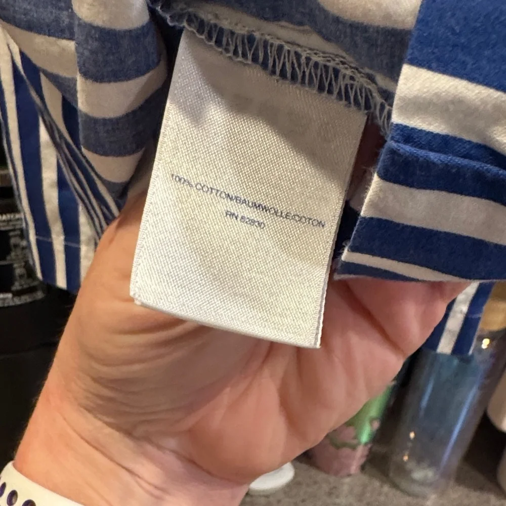 Lands' End Blue and White Striped Kids Casual Dress size 14